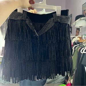 Black sparkly fringe skirt
